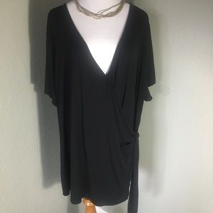 Short Sleeve V-Neck Wrap Body: Plus Size